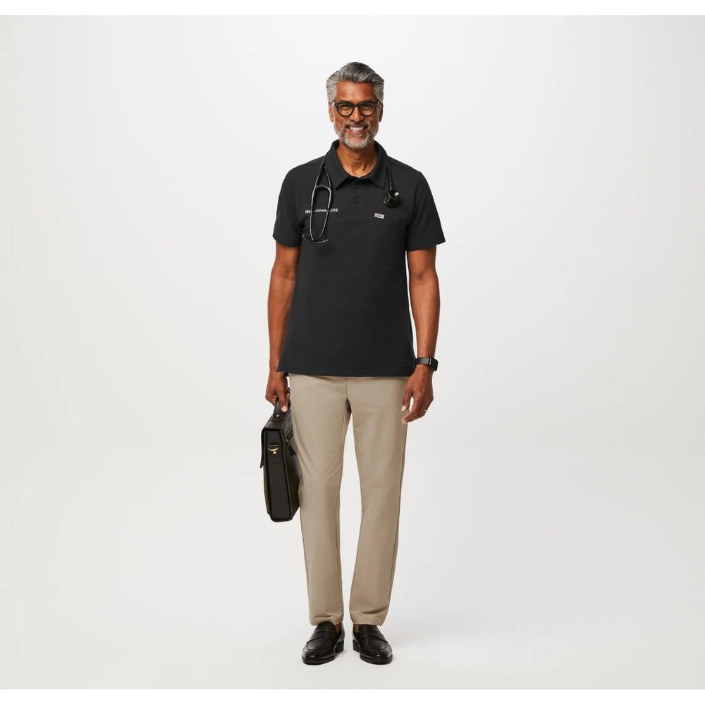 FIGS Technical Collection Mens Black Polo Shirt Short Sleeve Workwear Size L